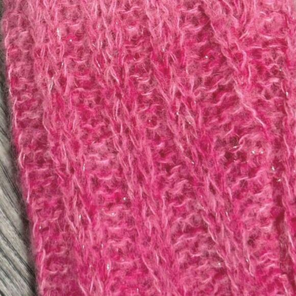 Guess Ariane V-Neck Loose Knit Metallic Pink Ombre Sweater - Size Medium - Picture 7 of 10